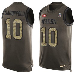 Limited Men's Jimmy Garoppolo Green Jersey - #10 Football San Francisco 49ers Salute to Service Tank Top