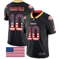 Limited Men's Jimmy Garoppolo Black Jersey - #10 Football San Francisco 49ers Rush USA Flag