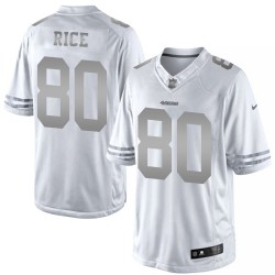 Limited Men's Jerry Rice White Jersey - #80 Football San Francisco 49ers Platinum