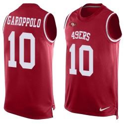 Limited Men's Jimmy Garoppolo Red Jersey - #10 Football San Francisco 49ers Player Name & Number Tank Top