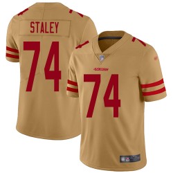 Limited Men's Joe Staley Gold Jersey - #74 Football San Francisco 49ers Inverted Legend