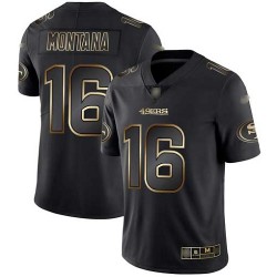 Limited Men's Joe Montana Black/Gold Jersey - #16 Football San Francisco 49ers Vapor Untouchable