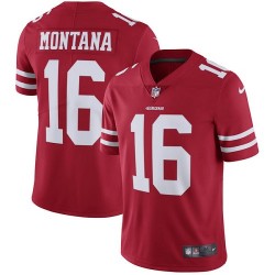 Limited Men's Joe Montana Red Home Jersey - #16 Football San Francisco 49ers Vapor Untouchable