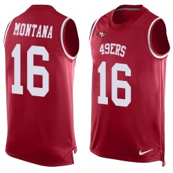 Limited Men's Joe Montana Red Jersey - #16 Football San Francisco 49ers Player Name & Number Tank Top
