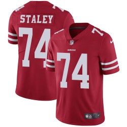 Limited Men's Joe Staley Red Home Jersey - #74 Football San Francisco 49ers Vapor Untouchable