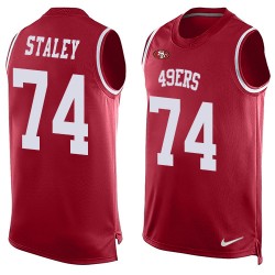 Limited Men's Joe Staley Red Jersey - #74 Football San Francisco 49ers Player Name & Number Tank Top