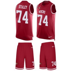 Limited Men's Joe Staley Red Jersey - #74 Football San Francisco 49ers Tank Top Suit