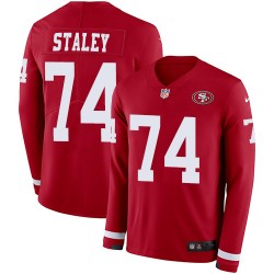 Limited Men's Joe Staley Red Jersey - #74 Football San Francisco 49ers Therma Long Sleeve