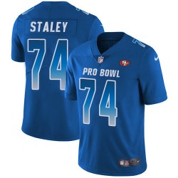 Limited Men's Joe Staley Royal Blue Jersey - #74 Football San Francisco 49ers 2018 Pro Bowl