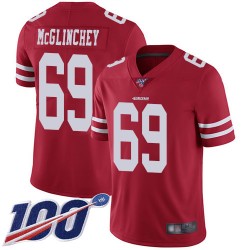 Limited Men's Mike McGlinchey Red Home Jersey - #69 Football San Francisco 49ers 100th Season Vapor Untouchable