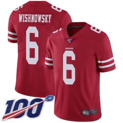 Limited Men's Mitch Wishnowsky Red Home Jersey - #6 Football San Francisco 49ers 100th Season Vapor Untouchable