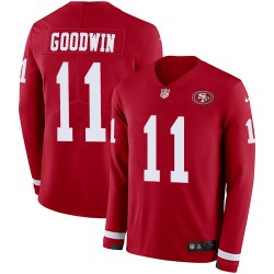 Limited Men's Marquise Goodwin Red Jersey - #11 Football San Francisco 49ers Therma Long Sleeve