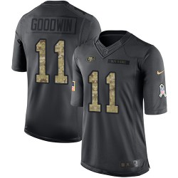 Limited Men's Marquise Goodwin Black Jersey - #11 Football San Francisco 49ers 2016 Salute to Service