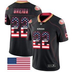Limited Men's Matt Breida Black Jersey - #22 Football San Francisco 49ers Rush USA Flag