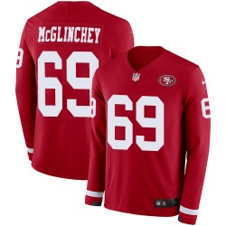Limited Men's Mike McGlinchey Red Jersey - #69 Football San Francisco 49ers Therma Long Sleeve