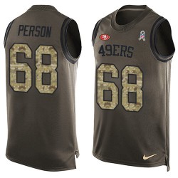 Limited Men's Mike Person Green Jersey - #68 Football San Francisco 49ers Salute to Service Tank Top