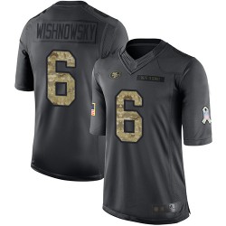 Limited Men's Mitch Wishnowsky Black Jersey - #6 Football San Francisco 49ers 2016 Salute to Service