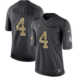 Limited Men's Nick Mullens Black Jersey - #4 Football San Francisco 49ers 2016 Salute to Service