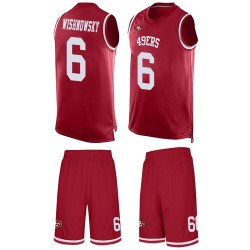 Limited Men's Mitch Wishnowsky Red Jersey - #6 Football San Francisco 49ers Tank Top Suit