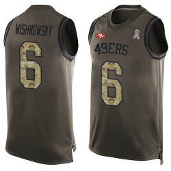 Limited Men's Mitch Wishnowsky Green Jersey - #6 Football San Francisco 49ers Salute to Service Tank Top