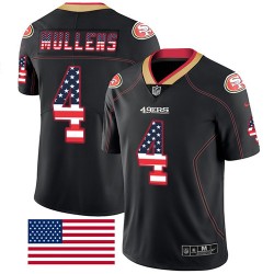 Limited Men's Nick Mullens Black Jersey - #4 Football San Francisco 49ers Rush USA Flag
