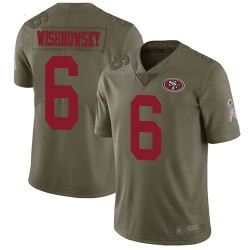 Limited Men's Mitch Wishnowsky Olive Jersey - #6 Football San Francisco 49ers 2017 Salute to Service