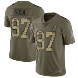 Limited Men's Nick Bosa Olive/Camo Jersey - #97 Football San Francisco 49ers 2017 Salute to Service