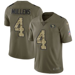 Limited Men's Nick Mullens Olive/Camo Jersey - #4 Football San Francisco 49ers 2017 Salute to Service