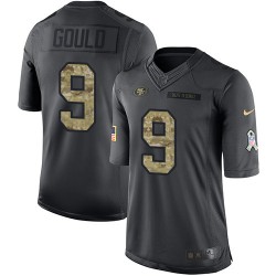 Limited Men's Robbie Gould Black Jersey - #9 Football San Francisco 49ers 2016 Salute to Service
