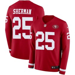 Limited Men's Richard Sherman Red Jersey - #25 Football San Francisco 49ers Therma Long Sleeve