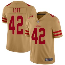 Limited Men's Ronnie Lott Gold Jersey - #42 Football San Francisco 49ers Inverted Legend