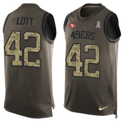 Limited Men's Ronnie Lott Green Jersey - #42 Football San Francisco 49ers Salute to Service Tank Top
