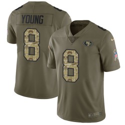 Limited Men's Steve Young Olive/Camo Jersey - #8 Football San Francisco 49ers 2017 Salute to Service