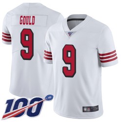 Limited Men's Robbie Gould White Jersey - #9 Football San Francisco 49ers 100th Season Rush Vapor Untouchable