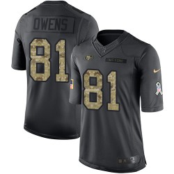Limited Men's Terrell Owens Black Jersey - #81 Football San Francisco 49ers 2016 Salute to Service