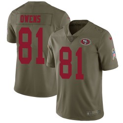 Limited Men's Terrell Owens Olive Jersey - #81 Football San Francisco 49ers 2017 Salute to Service