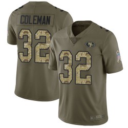 Limited Men's Tevin Coleman Olive/Camo Jersey - #26 Football San Francisco 49ers 2017 Salute to Service