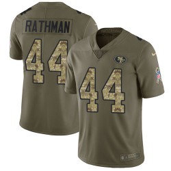 Limited Men's Tom Rathman Olive/Camo Jersey - #44 Football San Francisco 49ers 2017 Salute to Service