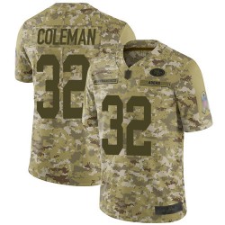 Limited Men's Tevin Coleman Camo Jersey - #26 Football San Francisco 49ers 2018 Salute to Service