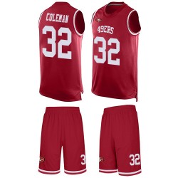 Limited Men's Tevin Coleman Red Jersey - #26 Football San Francisco 49ers Tank Top Suit