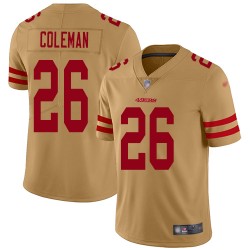 Limited Men's Tevin Coleman Gold Jersey - #26 Football San Francisco 49ers Inverted Legend