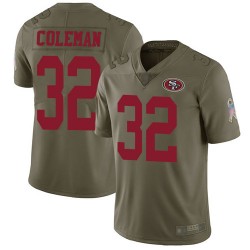 Limited Men's Tevin Coleman Olive Jersey - #26 Football San Francisco 49ers 2017 Salute to Service