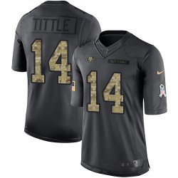 Limited Men's Y.A. Tittle Black Jersey - #14 Football San Francisco 49ers 2016 Salute to Service