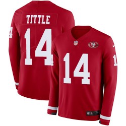 Limited Men's Y.A. Tittle Red Jersey - #14 Football San Francisco 49ers Therma Long Sleeve