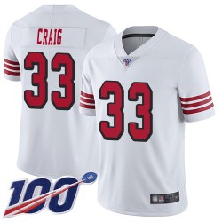 Limited Men's Roger Craig White Jersey - #33 Football San Francisco 49ers 100th Season Rush Vapor Untouchable