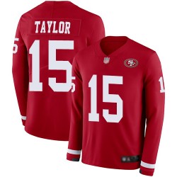 Limited Men's Trent Taylor Red Jersey - #15 Football San Francisco 49ers Therma Long Sleeve
