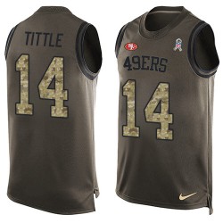 Limited Men's Y.A. Tittle Green Jersey - #14 Football San Francisco 49ers Salute to Service Tank Top