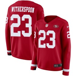 Limited Women's Ahkello Witherspoon Red Jersey - #23 Football San Francisco 49ers Therma Long Sleeve