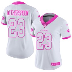 Limited Women's Ahkello Witherspoon White/Pink Jersey - #23 Football San Francisco 49ers Rush Fashion