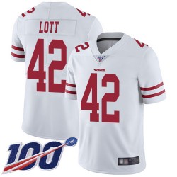 Limited Men's Ronnie Lott White Road Jersey - #42 Football San Francisco 49ers 100th Season Vapor Untouchable